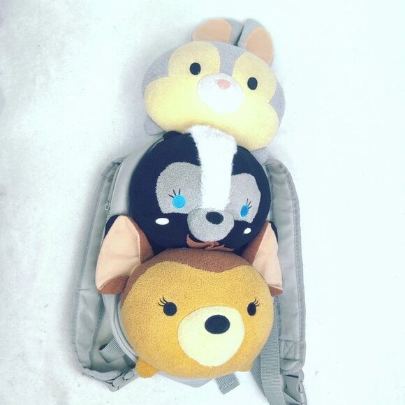 DISNEY STORE BAMBI AND FRIENDS PLUSH TSUM TSUM CHILDS BACKPACK THUMPER FLOWER - Picture 1 of 10